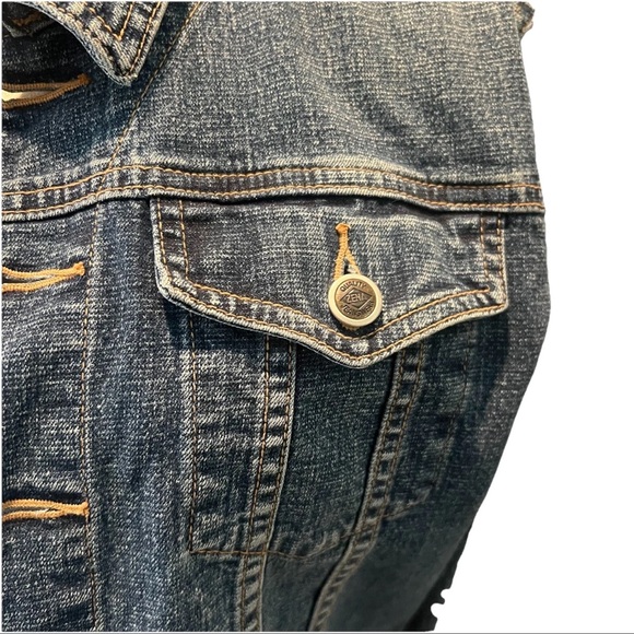 Vintage Y2K Zena Denim Jacket Cropped Women's Size L Western Boho Rockabilly - Picture 4 of 9